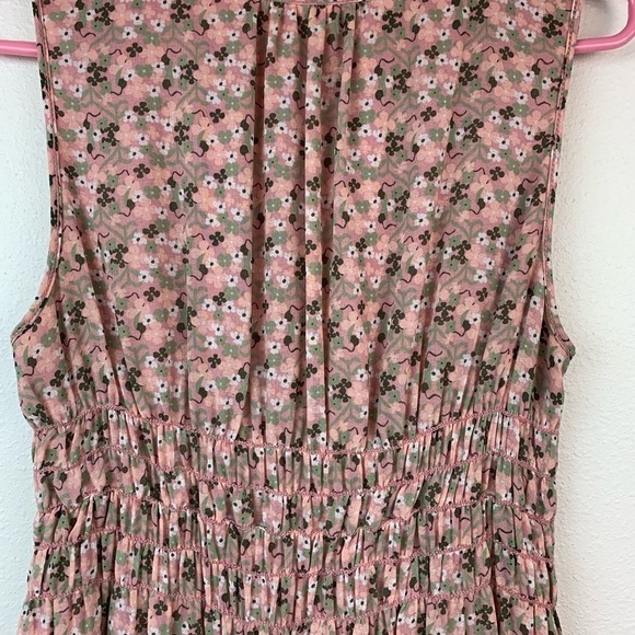 Max Studio blush floral vintage style chiffon sleeveless dress elastic waist EUC - Picture 6 of 10